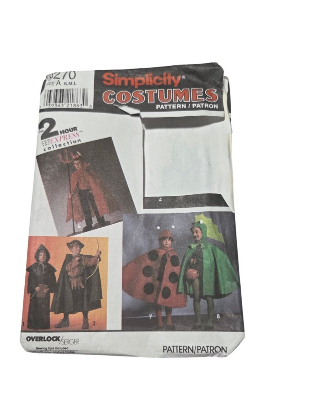 Simplicity Costumes Sewing Pattern 9270 Size A Ladybug Devil Elf Dragon Cloak